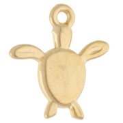 Ciondolo a forma di tartaruga 18,5x17 mm - Dorato con oro fino - Verde con brillantini x1