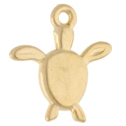 Ciondolo a forma di tartaruga 18,5x17 mm - Dorato con oro fino - Verde con brillantini x1