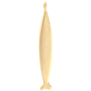 Ciondolo a forma di pesce 58x9 mm in resina epossidica - Dorato in oro fino - Blu - Rosso x1