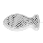 Perla pesce 6x13 mm motivo occhio - resina epossidica Placcatura argento fine Bianco Blu x1