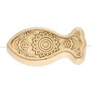 Perla a forma di pesce striato 7x15 mm con resina epossidica - Dorato con oro fino Blu Bianco x 1