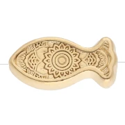 Perla a forma di pesce striato 7x15 mm con resina epossidica - Dorato con oro fino Blu Bianco x 1