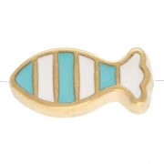Perla pesce a strisce 7x15 mm con epossidica - Dorato con oro fino Turchese Avorio x 1