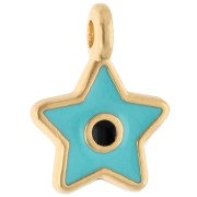 Ciondolo a stella 11,5x9 mm in resina epossidica - Dorato con oro fino - Turchese - Nero