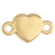 Distanziatore a forma di cuore 15x8,5 mm in resina epossidica - Dorato con oro fino - Con brillantini rosa - Blu