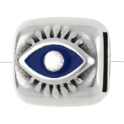 Pistoncino rettangolare a occhiello 7,5x8 mm per laccio 5 mm Placcatura argento antico fine x 1