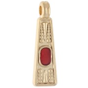 Pendente trapezoidale 21,5x6 mm con resina epossidica - Dorato con oro fino - Arancione x1