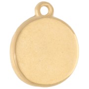 Ciondolo rotondo irregolare 15 mm - Motivo sole - Dorato in oro fino - Blu petrolio