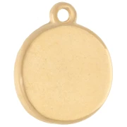 Ciondolo rotondo irregolare 15 mm - Motivo sole - Dorato in oro fino - Blu petrolio