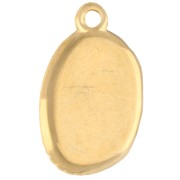 Ciondolo ovale 21x13,5 mm - Motivo cavalluccio marino - Dorato in oro fino - Corallo fluorescente x1
