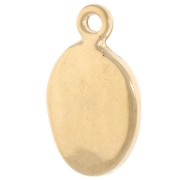Charm ovale 19x11 mm - Motivo conchiglia - Dorato in oro fino - Corallo fluorescente x1