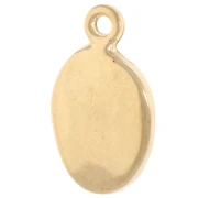 Charm ovale 19x11 mm - Motivo conchiglia - Dorato in oro fino - Corallo fluorescente x1