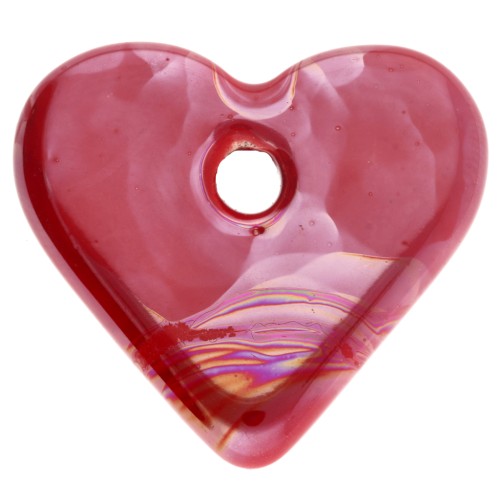 Pendente a forma di cuore in ceramica, 21x23 mm - Effetto marmorizzato rosso x1