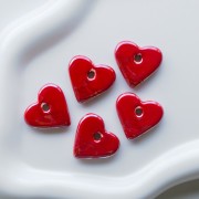 Pendente a forma di cuore in ceramica, 21x23 mm - Effetto marmorizzato rosso x1