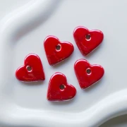 Pendente a forma di cuore in ceramica, 21x23 mm - Effetto marmorizzato rosso x1