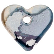 Pendente a forma di cuore 21x23 mm in ceramica - Effetto marmorizzato blu - Bianco x1