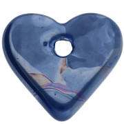 Pendente a forma di cuore in ceramica, 21x23 mm - Effetto marmorizzato blu scuro x1