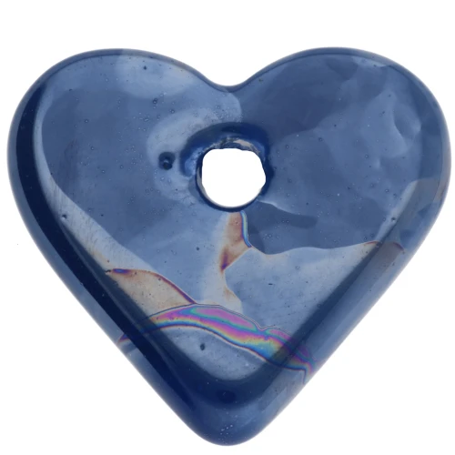 Pendente a forma di cuore in ceramica, 21x23 mm - Effetto marmorizzato blu scuro x1