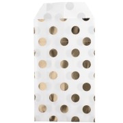 Bustina di carta 8x13 cm - motivo a pois - Bianco - Dorato x1