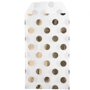 Bustina di carta 8x13 cm - motivo a pois - Bianco - Dorato x1
