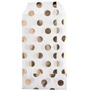 Bustina di carta 8x13 cm - motivo a pois - Bianco - Dorato x1