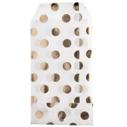 Bustina di carta 8x13 cm - motivo a pois - Bianco - Dorato x1