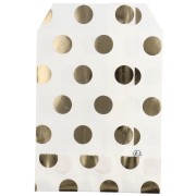 Bustina di carta 10x13 cm - motivo a pois - Bianco - Dorato x1