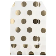 Bustina di carta 10x13 cm - motivo a pois - Bianco - Dorato x1