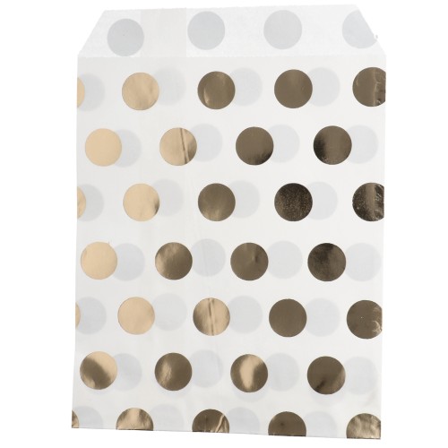 Bustina di carta 13x16 cm - motivo a pois - Bianco - Dorato x1