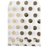 Bustina di carta 13x16 cm - motivo a pois - Bianco - Dorato x1
