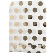 Bustina di carta 13x16 cm - motivo a pois - Bianco - Dorato x1