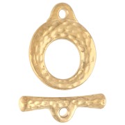 Chiusura a T rotonda martellata da 13 mm - Dorata con oro fino x1