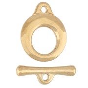 Chiusura a T rotonda martellata da 13 mm - Dorata con oro fino x1