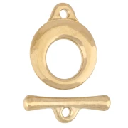 Chiusura a T rotonda martellata da 13 mm - Dorata con oro fino x1
