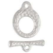 Chiusura a T rotonda martellata da 13 mm - Placcatura in argento finito con effetto invecchiato x1