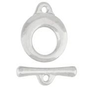 Chiusura a T rotonda martellata da 13 mm - Placcatura in argento finito con effetto invecchiato x1