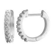 Orecchini a cerchio rotondi sottili da 14 mm con ossidi di zirconio - Placcatura in argento fino x2