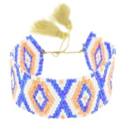 Bracciale tessuto di perle motivo navajo 28 mm Light Peach/Sand|raw }}