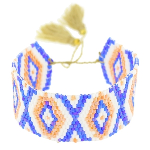 Bracciale tessuto di perle motivo navajo 28 mm Light Peach/Sand