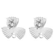 Orecchini perno a forma di fiore striato 18x19,5 mm con anello chiuso - Placcatura in argento fino x2