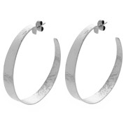 Orecchini a cerchio larghi, aperti e martellati, 47 mm - Placcatura in argento fino x2