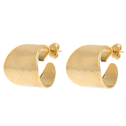 Orecchini a cerchio larghi aperti martellati da 19 mm - Dorati con oro fino x2