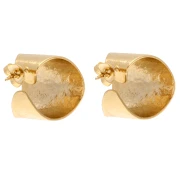 Orecchini a cerchio larghi aperti martellati da 19 mm - Dorati con oro fino x2