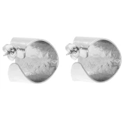 Orecchini a cerchio larghi aperti martellati da 19 mm - Placcatura in argento fino x2