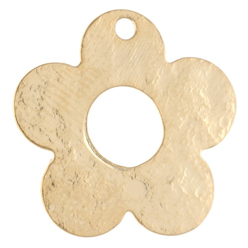 Ciondolo a forma di fiore martellato 16 mm - Dorato con oro fino x1