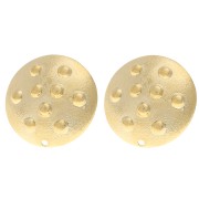 Orecchini perno rotondi da 20 mm con effetto borchiato - Dorati con oro fino x2