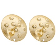 Orecchini perno rotondi da 20 mm con effetto borchiato - Dorati con oro fino x2