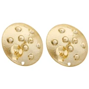 Orecchini perno rotondi da 20 mm con effetto borchiato - Dorati con oro fino x2