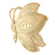 Spilla a forma di farfalla lavorata, 30x26 mm, con 1 foro - Dorata con oro fino x1