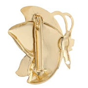 Spilla a forma di farfalla lavorata, 30x26 mm, con 1 foro - Dorata con oro fino x1